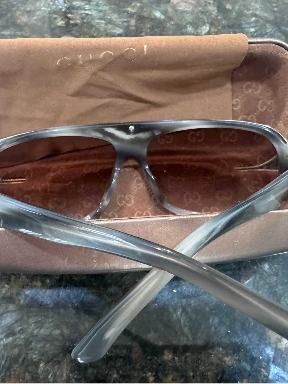 Gucci Clear Frame Sunglasses with Brown Gradient Lenses
